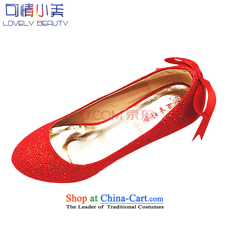 Is small and the Red flat shoes comfortable shoes points female soft bottoms CXY01 CXY07 marriage shoes Red 34