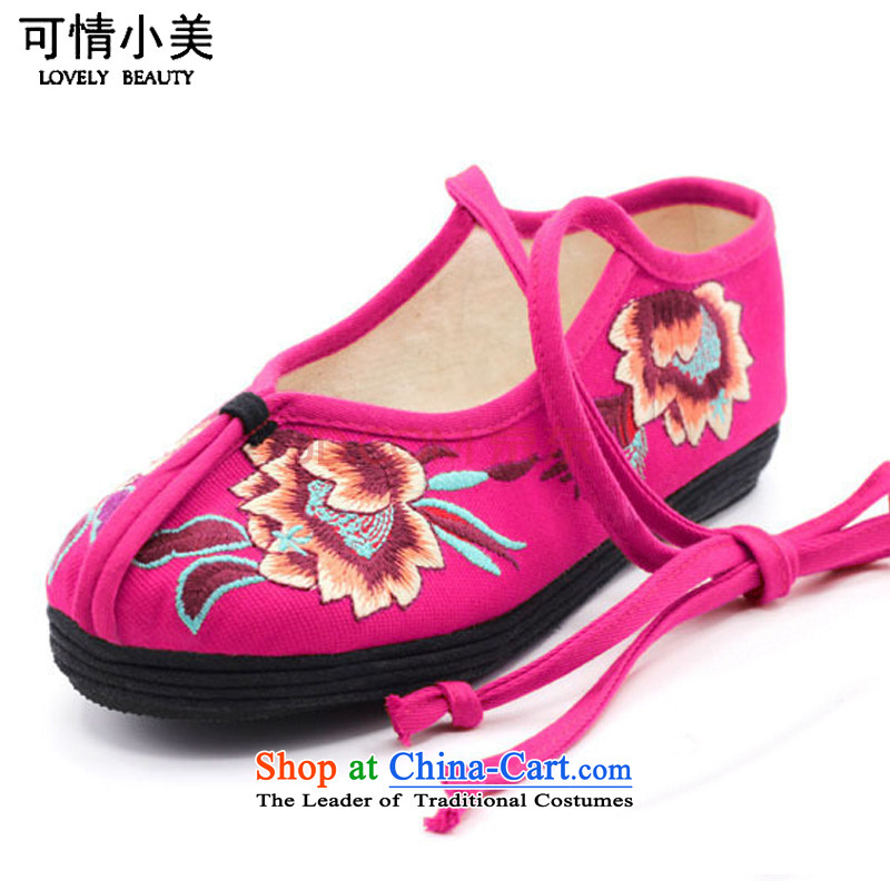 Is small and the old Beijing mesh upper ethnic embroidery pure cotton thousands of women's shoes?ZCA11 backplane?Cherry Red?40