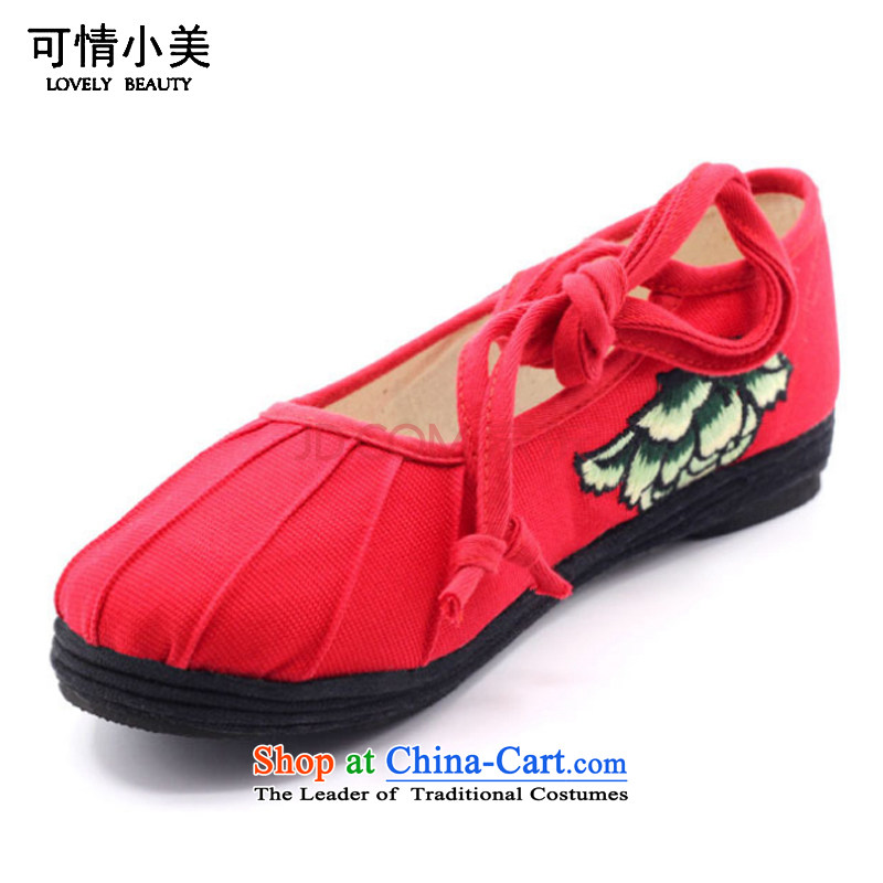 Is small and the old Beijing mesh upper ground strap thousands of embroidered shoes ZCA2012 women - 1 Red 36