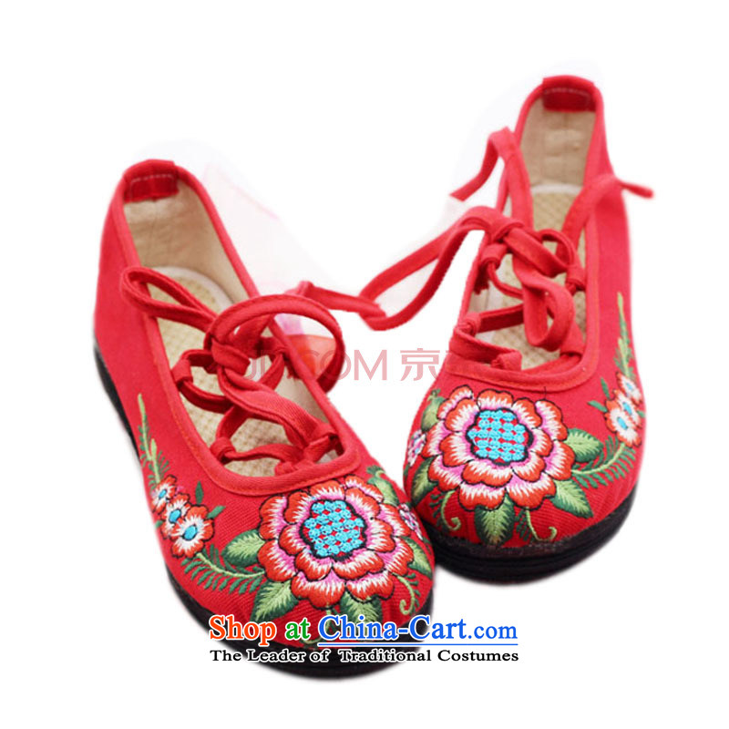 Is small and the old Beijing mesh upper ethnic pure cotton embroidered shoes ZCA13 womens single-5 red 39, is small-mi (LOVELY BEAUTY , , , shopping on the Internet