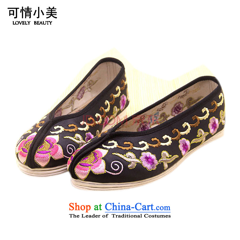 Is small and the old Beijing mesh upper end of thousands of gold satin embroidered shoes ZCA801 ethnic single black 38