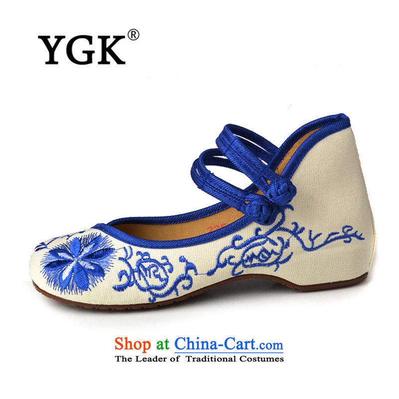 Mesh upper with new autumn YGK round head lightweight and comfortable old Beijing embroidered shoes bottom thousands of mother shoe 7,005 Blue 35,YGK,,, shopping on the Internet