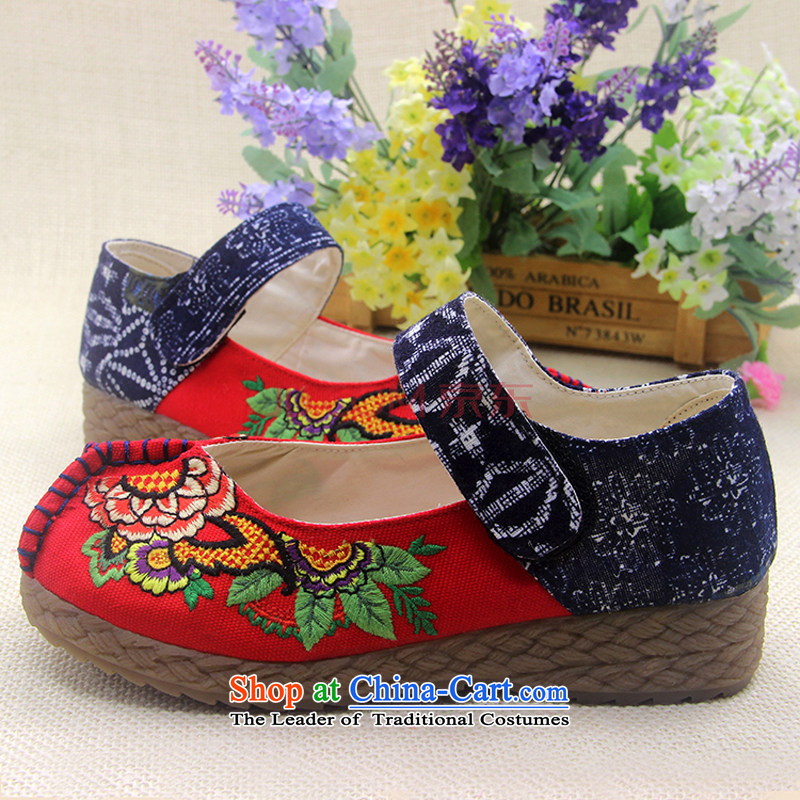 Is small and pure cotton, non-slip thick beef tendon bottom cross embroidered shoes ZCA623 female blue 40, is small-mi (LOVELY BEAUTY , , , shopping on the Internet
