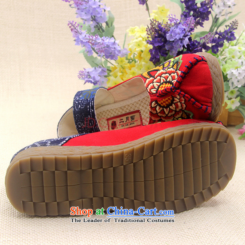 Is small and pure cotton, non-slip thick beef tendon bottom cross embroidered shoes ZCA623 female blue 40, is small-mi (LOVELY BEAUTY , , , shopping on the Internet