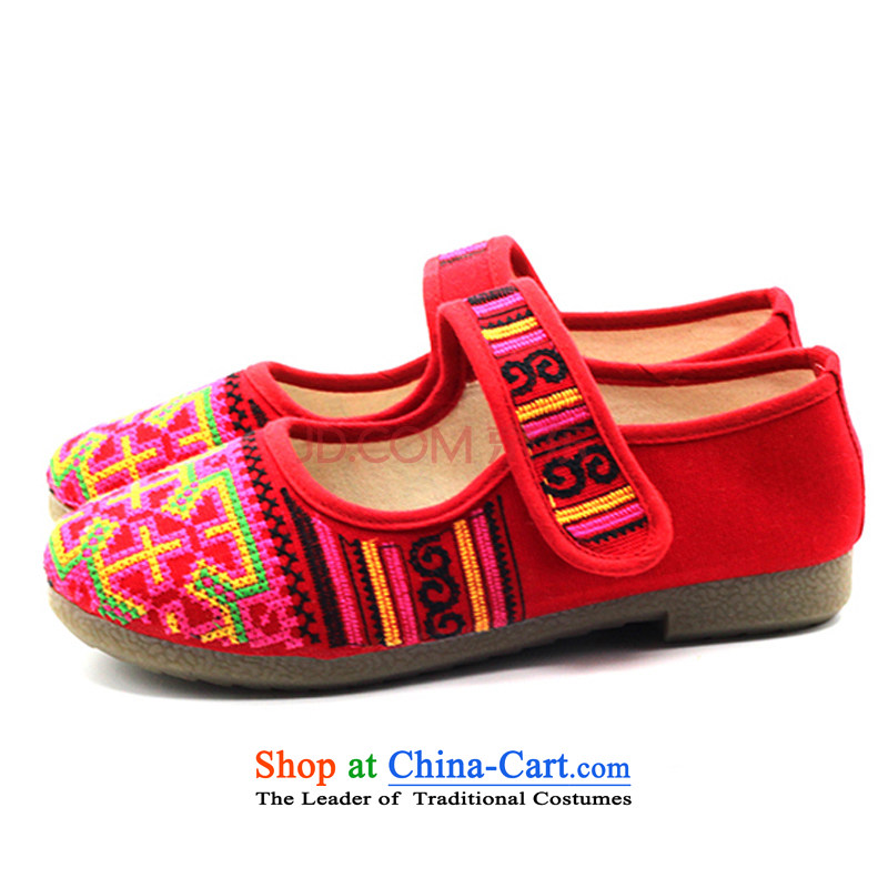 Is small and the ethnic cross mesh upper embroidered beef tendon bottom womens single shoe ZCA5016 red 40, is small-mi (LOVELY BEAUTY , , , shopping on the Internet