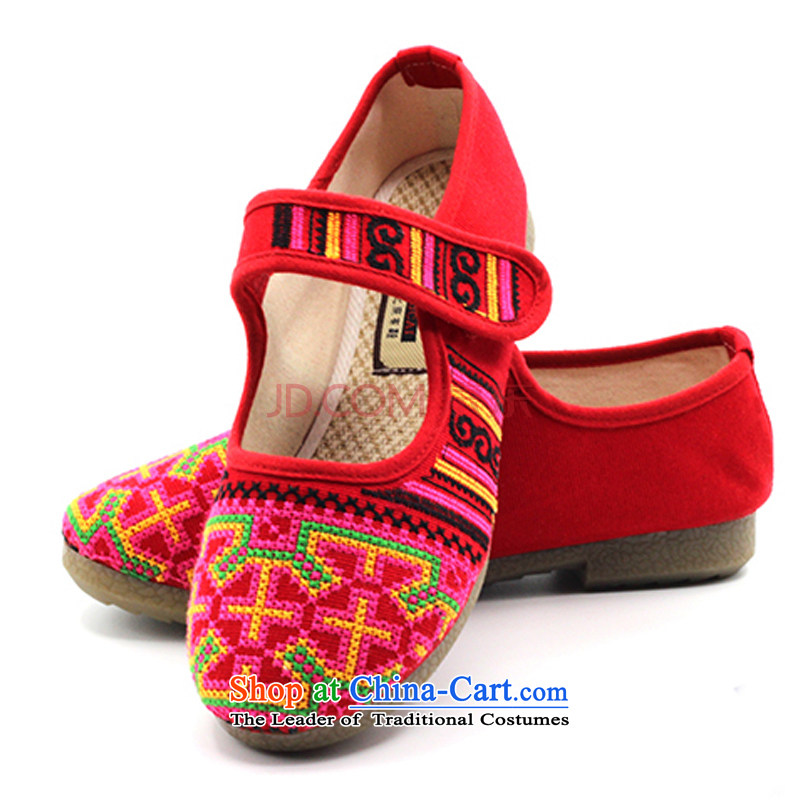 Is small and the ethnic cross mesh upper embroidered beef tendon bottom womens single shoe ZCA5016 red 40, is small-mi (LOVELY BEAUTY , , , shopping on the Internet