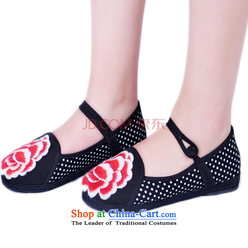Is small and the embroidery word Mudan detained thousands of women's shoes ZCA1315 bottom black 38, is small-mi (LOVELY BEAUTY , , , shopping on the Internet