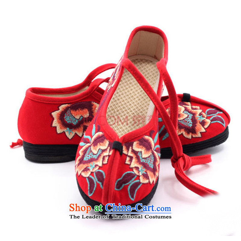Is small and the old Beijing mesh upper ethnic embroidery pure cotton thousands of women's shoes ZCA11 bottom red 34, is small-mi (LOVELY BEAUTY , , , shopping on the Internet