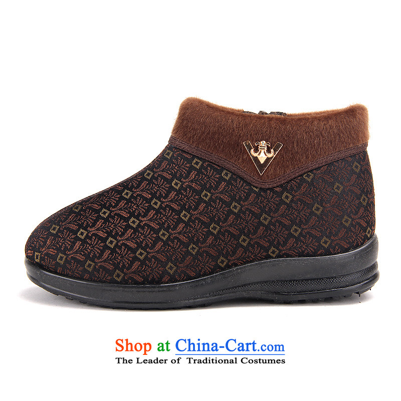 New Old Beijing mesh upper with soft, non-slip in female older mother cotton shoes winter new plus lint-free warm-grandmother 01577 37, Beijing shoes coffee (source , , , shopping on the Internet