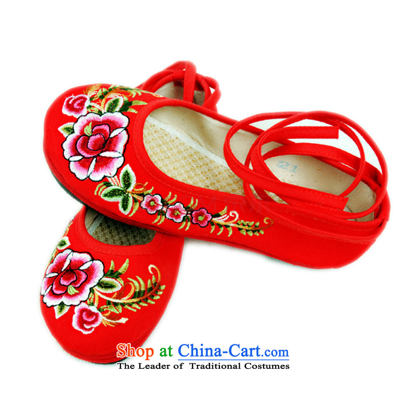 Is small and the ethnic Pure Cotton fabric embroidery Children Dance Shoe ZCA, T01 red 15, is small-mi (LOVELY BEAUTY , , , shopping on the Internet