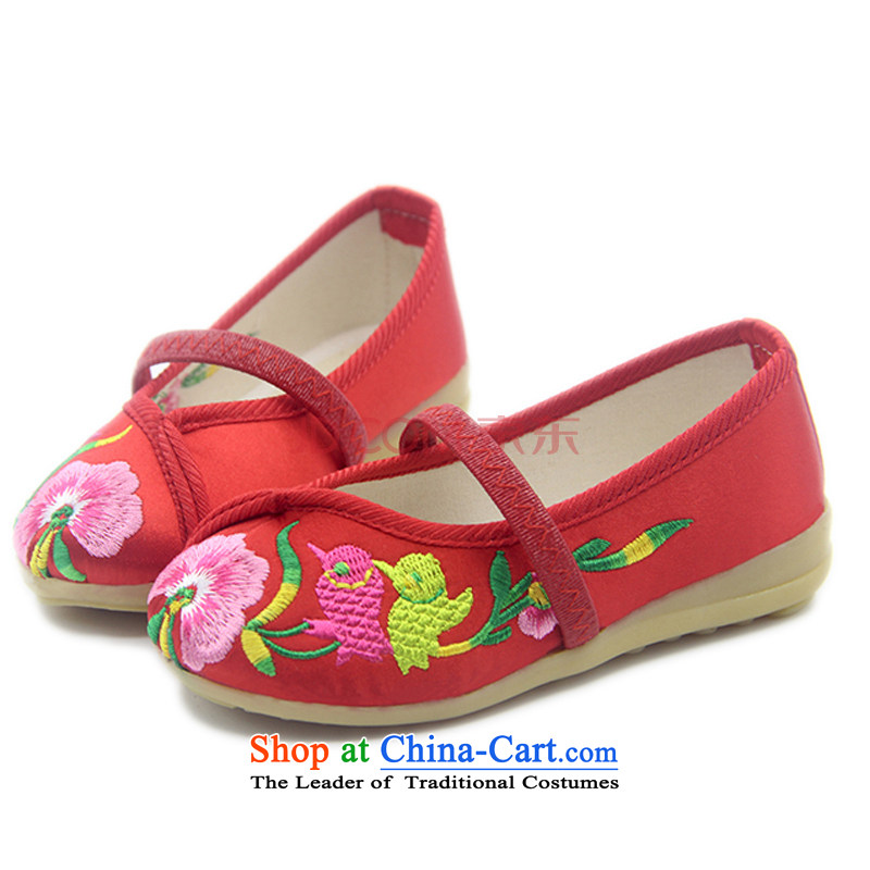 Is small and the children of ethnic dance embroidery home beef tendon backplane shoes shoes T-07 ZCA,  19, is a small red-mi (LOVELY BEAUTY , , , shopping on the Internet