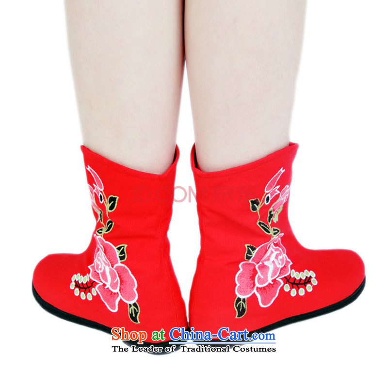 Is small and the ethnic peony embroidered shoes increased within the girl boots ZCA, H02 black 36 is small-mi (LOVELY BEAUTY , , , shopping on the Internet