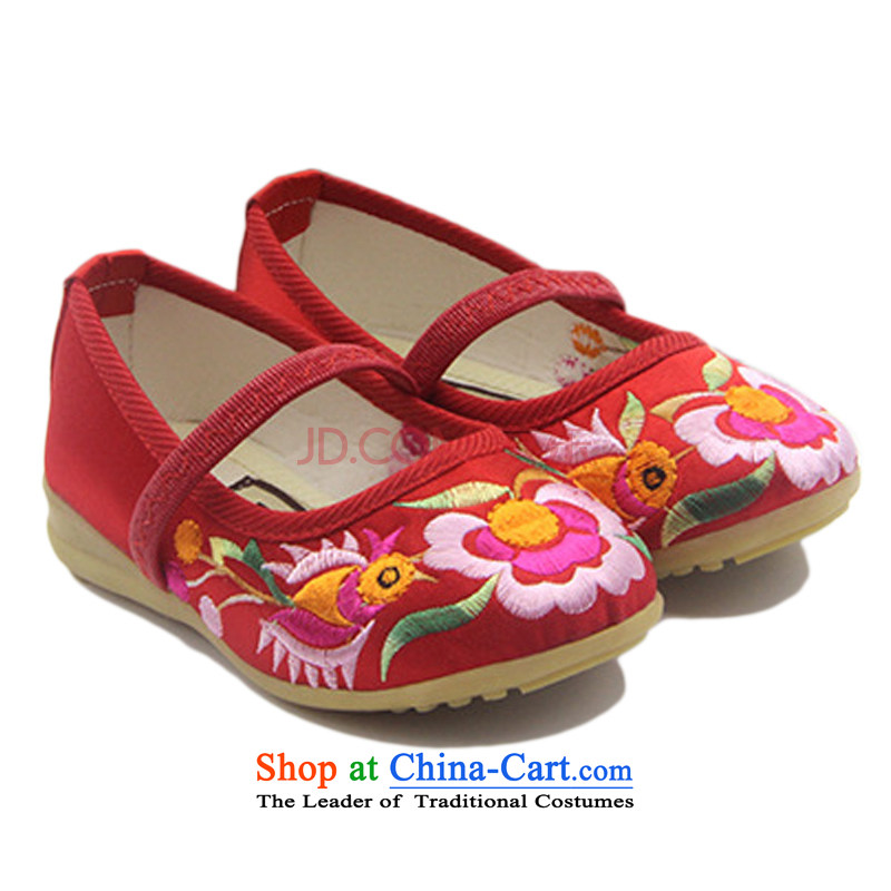 Is small and the children of Old Beijing ethnic dance embroidery mesh upper shoes bottom beef tendon ZCA, B128 Red 21 mesh upper is small-mi (LOVELY BEAUTY , , , shopping on the Internet