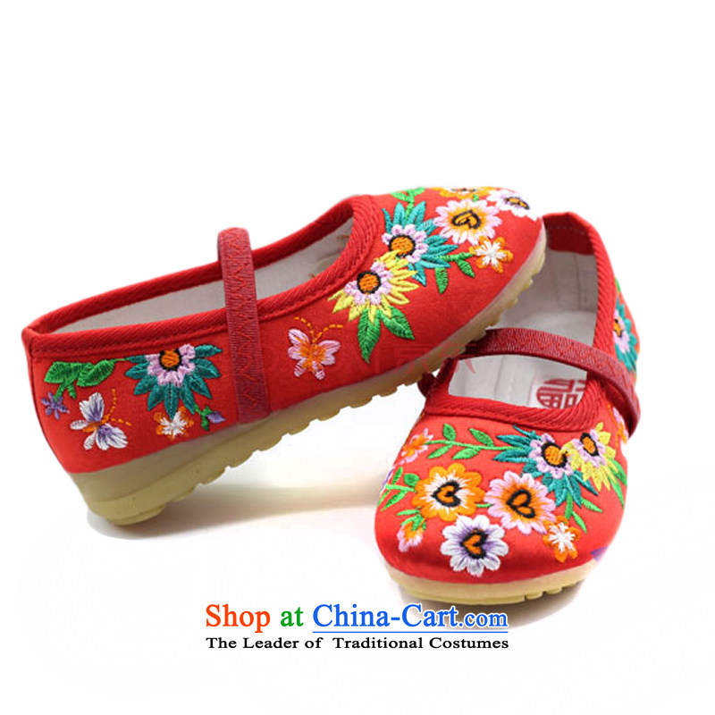 Is small and the children at the tendon mesh upper Ethnic Dance Shoe ZCA016 embroidered red 19, is small-mi (LOVELY BEAUTY , , , shopping on the Internet