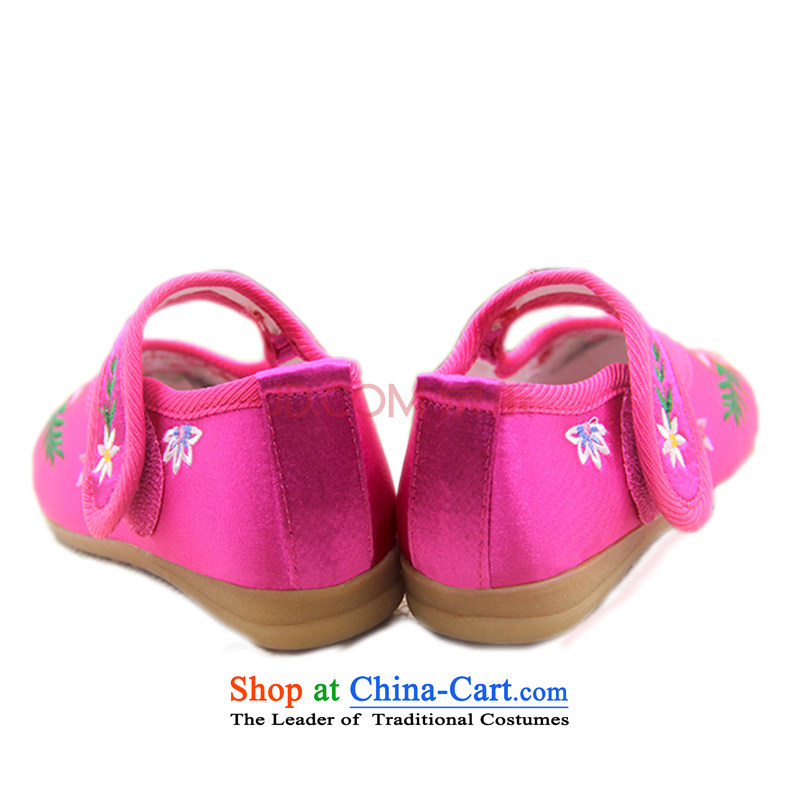 Is small and the children of ethnic velcro embroidered Dance Shoe beef tendon ZCA021 pink 16, is small-mi (LOVELY BEAUTY , , , shopping on the Internet