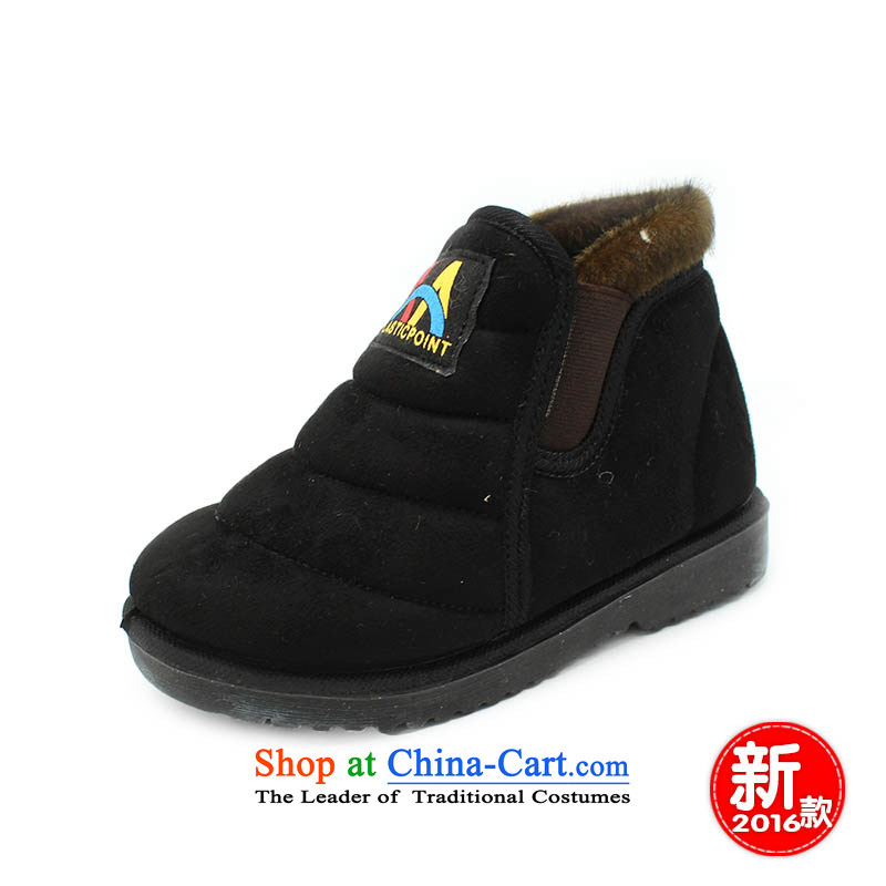 The Chinese old step-young of Ramadan Old Beijing mesh upper winter new_ child cotton shoes anti-slip Warm shoe baby shoesB79-13 Kids Black26 _18cm code