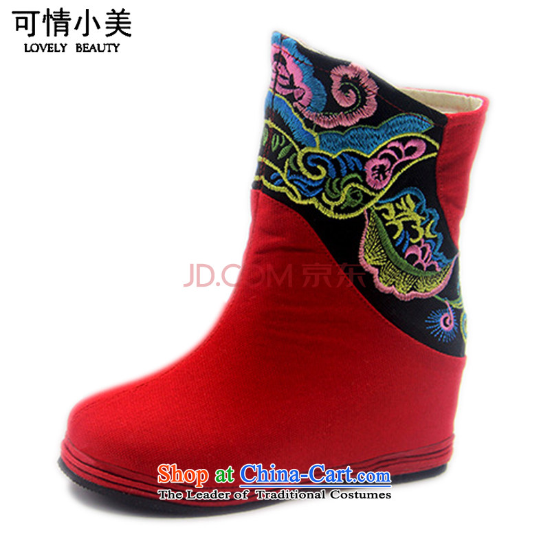 Is small and the old Beijing Mei mesh upper for children of ethnic embroidery single?ZCA06 boots?black?36