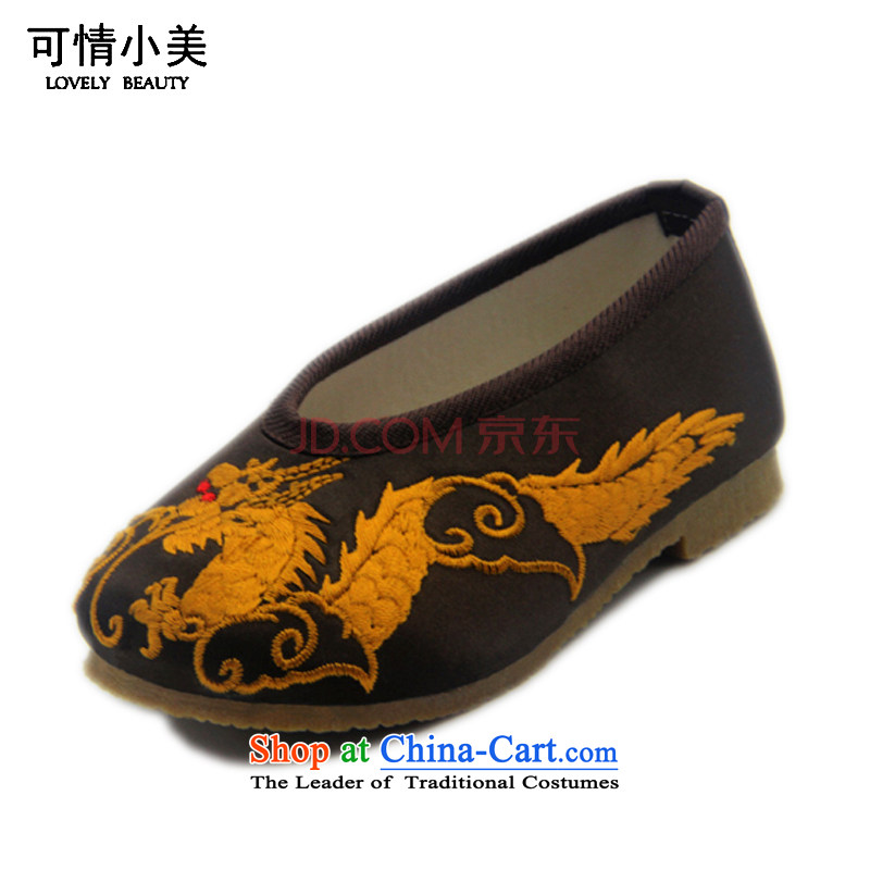 The end of the light of Old Beijing mesh upper boy ethnic embroidered shoes bottom beef tendon?ZCA01 mesh upper?black?18