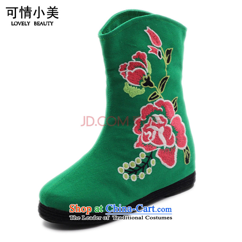 The end of the light of Old Beijing mesh upper ethnic Mudan increased within embroidery female boots ZCA, H02 Red 35