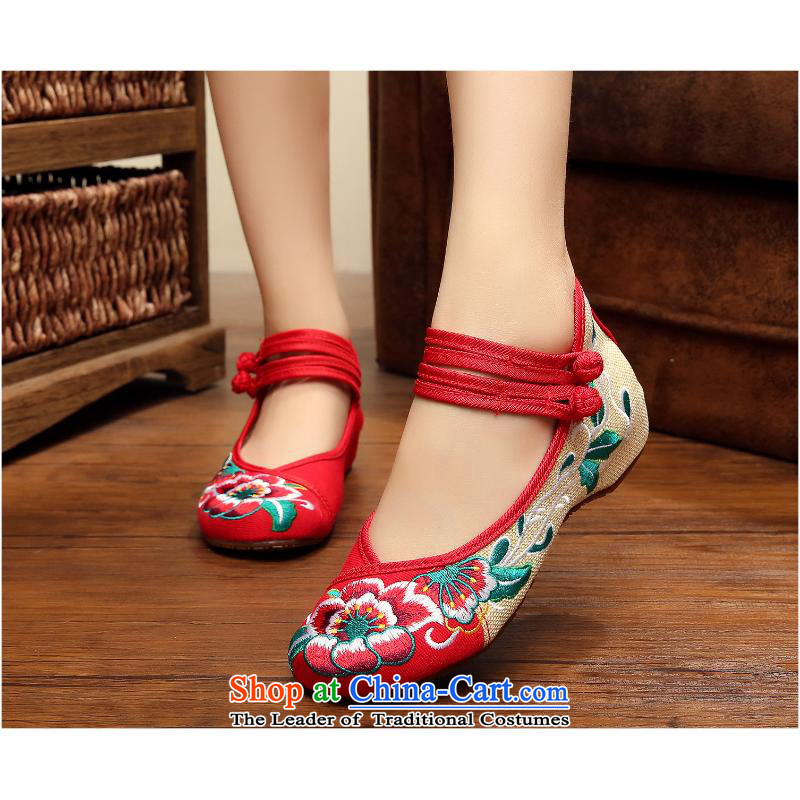 2015 Autumn and winter new into the store canvas shoes stylish thick low hibiscus flower embroidery mesh upper womens single shoe xhx black 41 Sharma (CHANVENUEL) , , , shopping on the Internet
