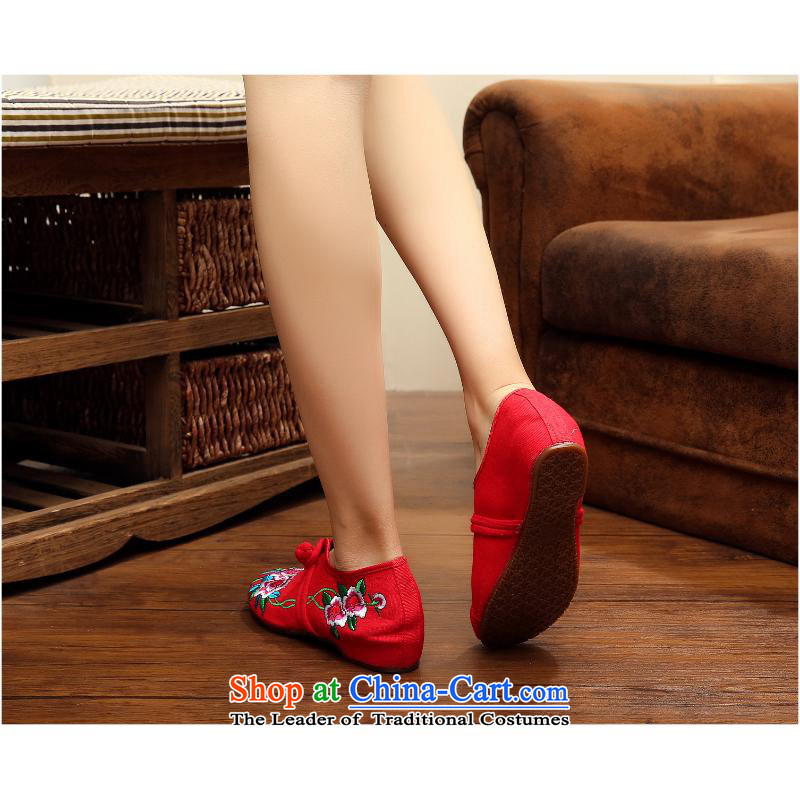 2015 Autumn and winter new high-help two flowers in spring and autumn foot of leisure walk embroidery old Beijing beef tendon bottom mesh upper womens single xhx shoes red 39, Charles (CHANVENUEL) , , , shopping on the Internet