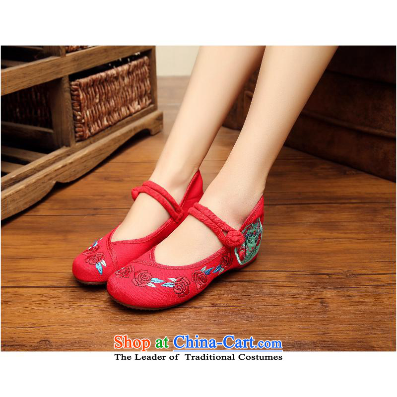 2015 Autumn and winter new rose embroidered shoes with slope plate put to subsidize embroidery detained single shoes, casual dancing-shoes xhx square black 39 Sharma (CHANVENUEL) , , , shopping on the Internet