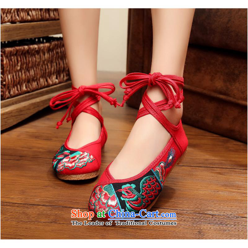 Zhu Yan single shoes 2015 volume can be pure beef tendon soft bottoms of Old Beijing embroidered shoes thick flat girl with red 37, Kamalesh Sharma, xhx (CHANVENUEL) , , , shopping on the Internet
