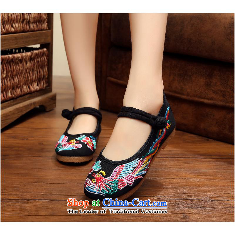 The Youth Pre-employment Training 2015 Old Beijing women shoes embroidered womens single shoes, casual beef tendon bottom of ethnic travel shoes xhx black 36