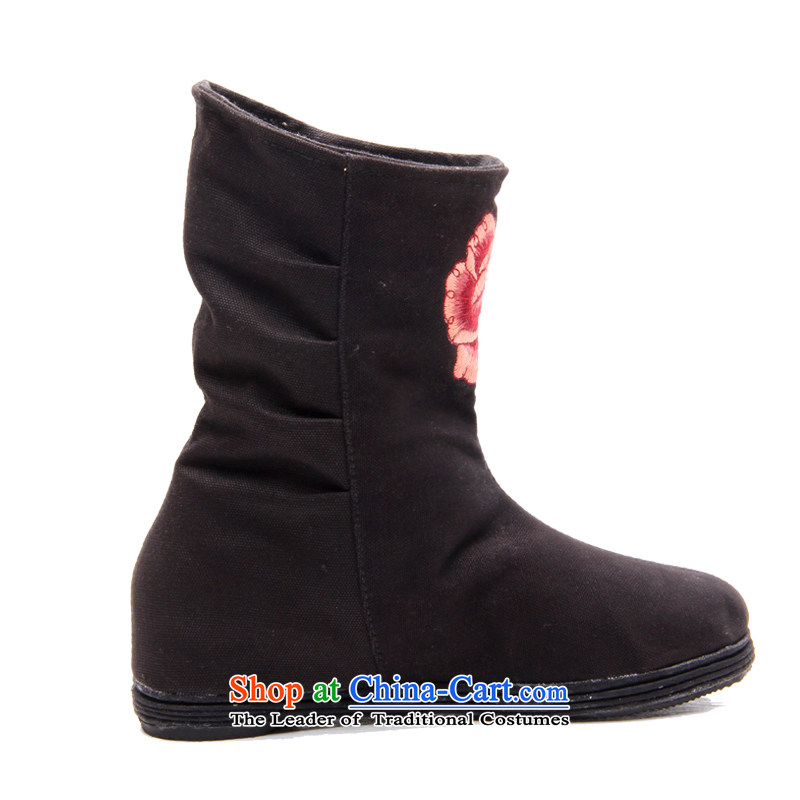 In 2015, the performing arts, trendy new stylish bootie flat bottom socket short-haired wing-cotton shoe L-18 black 36, performing arts companies , , , shopping on the Internet