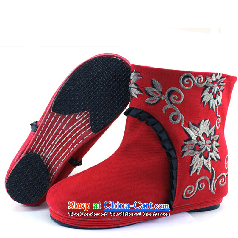 New Women's boots embroidered shoes trend then boots embroidered shoes of Old Beijing mesh upper black women shoes 37, Chin world shopping on the Internet has been pressed.