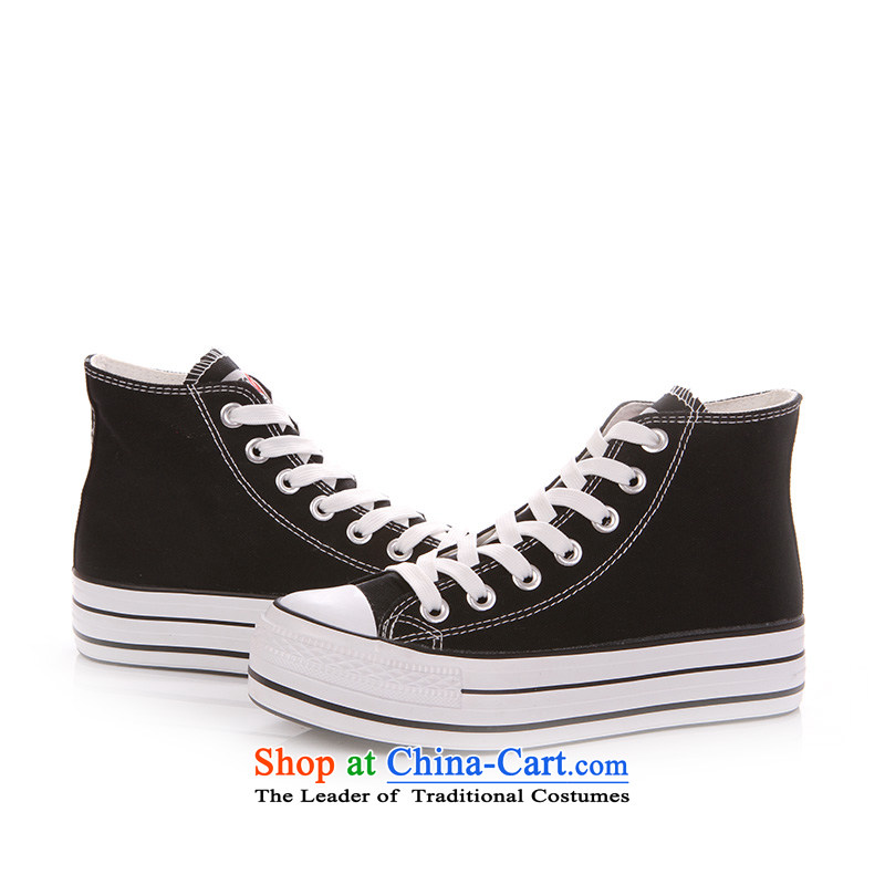 The classic cake with thick video graphics high-thin tether canvas shoes, casual women shoes black  37 people in the , , , shopping on the Internet