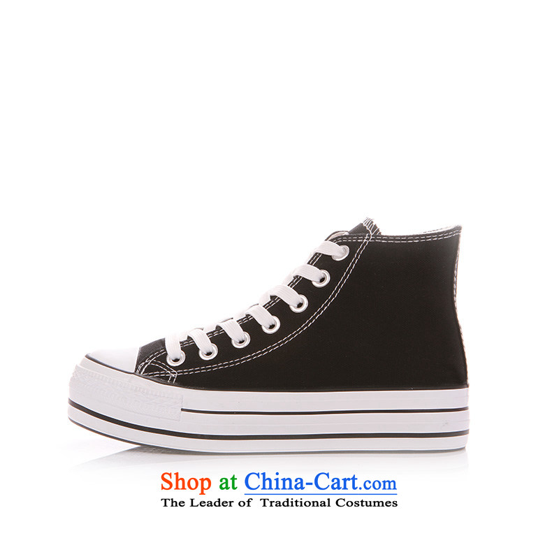 The classic cake with thick video graphics high-thin tether canvas shoes, casual women shoes black  37 people in the , , , shopping on the Internet