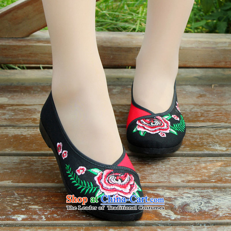 Embroidered shoes of ethnic mesh upper new 2015 National embroidered shoes single shoe low with soft, non-slip stitching womens single shoe. 39, the Autumn Y122YZ black of latitude , , , shopping on the Internet