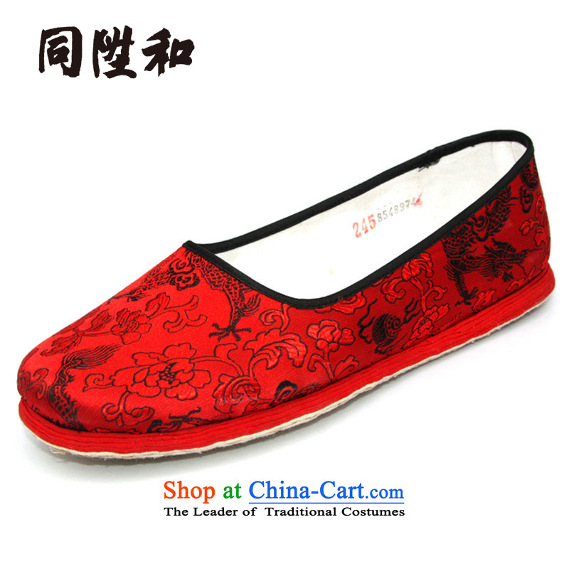 The L and the old Beijing thousands of Ms. bottom manually mesh upper red ground black dragon Red 38