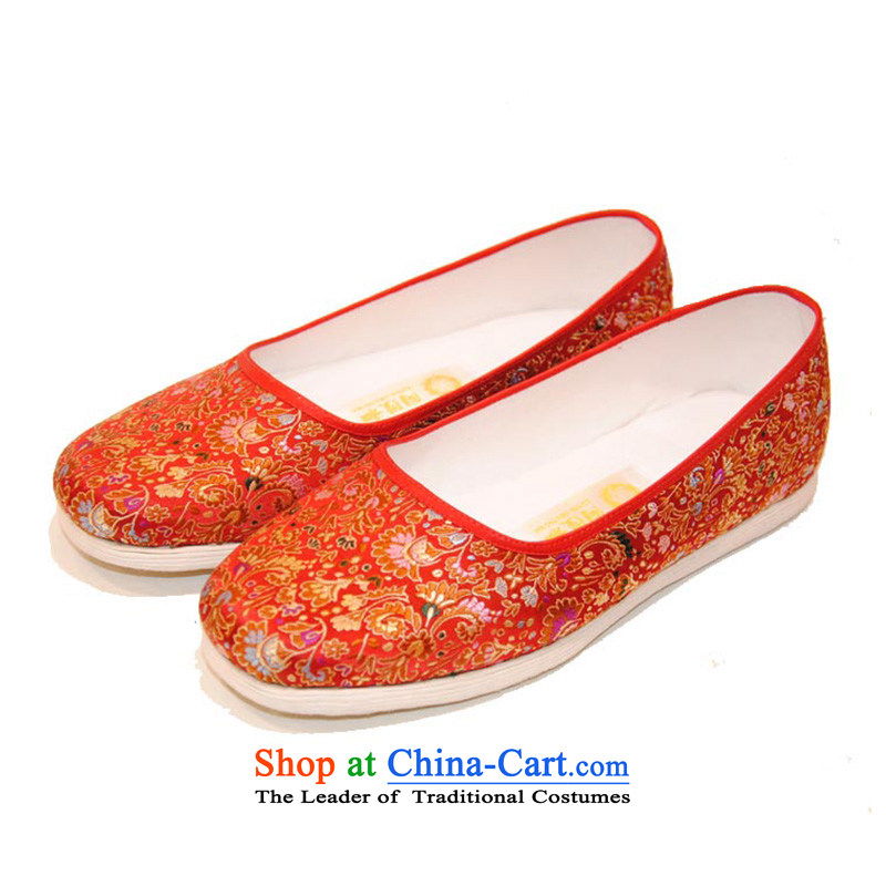 The l and thousands of floor red satin manually old Beijing mesh upper women shoes traditional wedding shoe-gon $ 39 with the Red Sea red l and shopping on the Internet has been pressed.