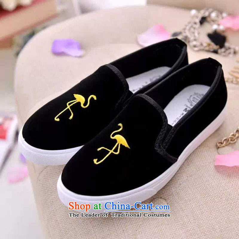 Embroidered shoes of ethnic women 2015 new mesh upper Flamingo embroidery flower pattern canvas shoes Vogue girl shoe Y125YZ black. 38, beginning of fall of latitude , , , shopping on the Internet