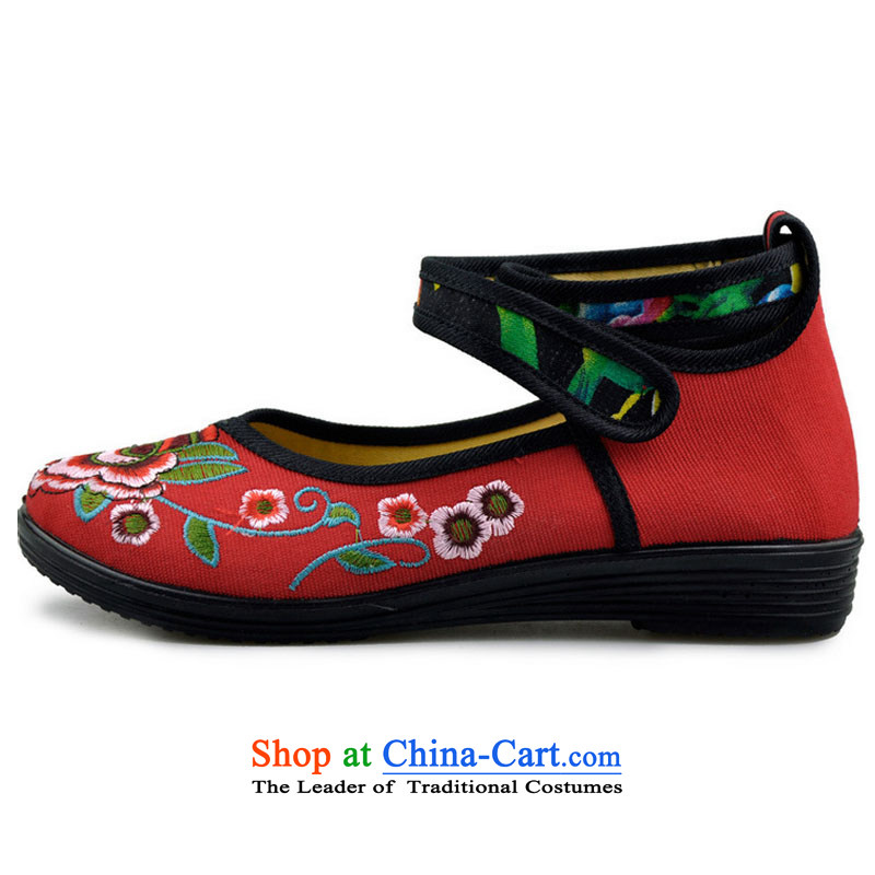 Mesh upper with embroidered shoes of ethnic women 2015 new women's single shoe national retro in style low Han Wu soft base flat with the embroidered shoes Dance Shoe Y126YZ red. 37, beginning of fall of latitude , , , shopping on the Internet