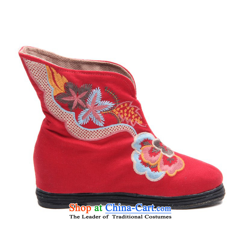 Performing arts companies autumn and winter) flat bottom click shoes increased female national wind old Beijing embroidered shoes mother shoe BREATHABLE BOOTIE L-19 mesh upper red 36, performing arts companies , , , shopping on the Internet