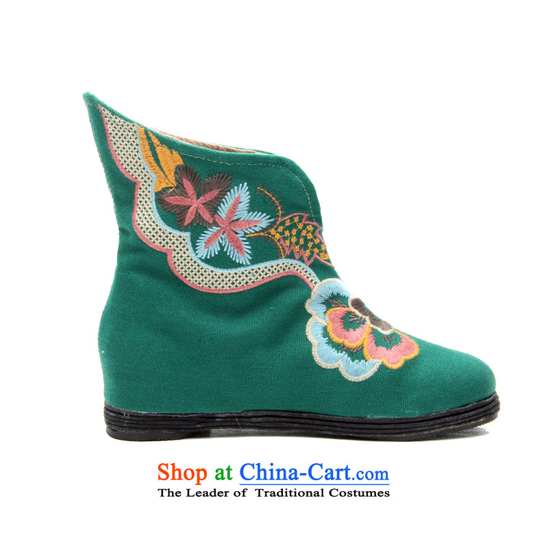 Performing arts companies autumn and winter) flat bottom click shoes increased female national wind old Beijing embroidered shoes mother shoe breathable mesh upper L-19 bootie green 38, performing arts companies , , , shopping on the Internet