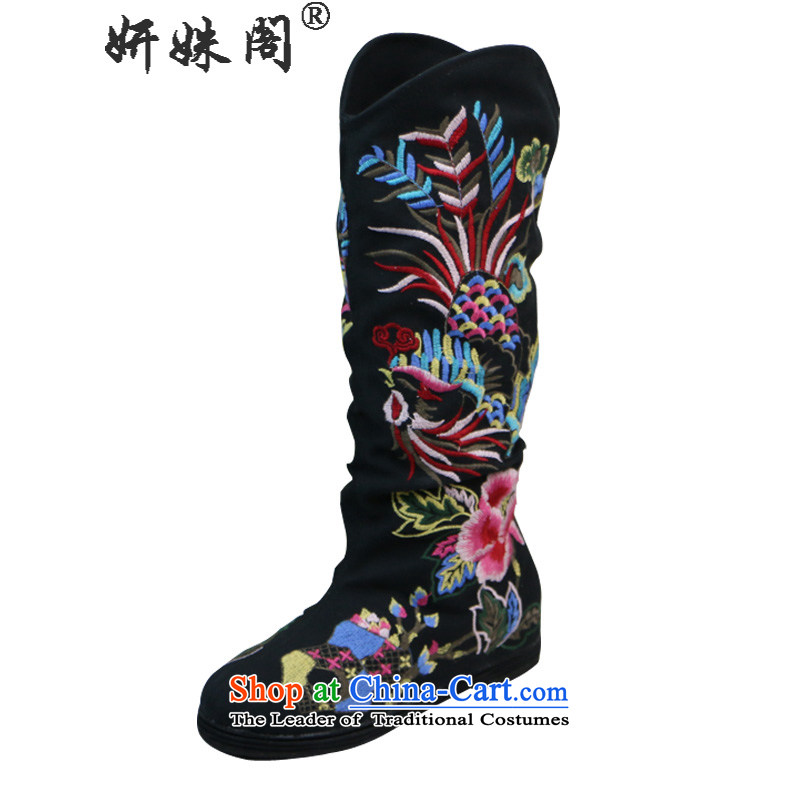 Charlene Choi this cabinet mesh upper old Beijing mesh upper embroidered shoes womens single ethnic embroidered shoes bottom thousands of glue in high wear anti-slip and elegant ladies boot boot black plus the increase of lint-free36