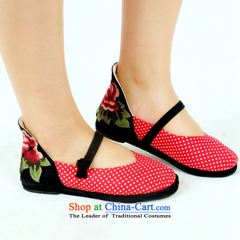 Is small and the old Beijing national turmoil point embroidery mesh upper slotted detained women shoes ZCA010 red 34, is small-mi (LOVELY BEAUTY , , , shopping on the Internet