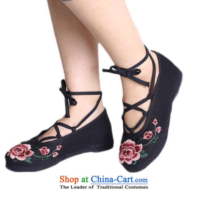 Is small and the old Beijing mesh upper ethnic Mudan embroidery Pure Cotton Women's Shoe ZCA0312 black 35 is small-mi (LOVELY BEAUTY , , , shopping on the Internet