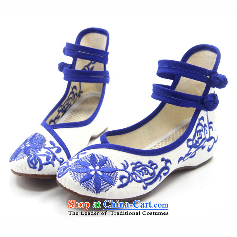 Is small and the ethnic increased within the beef tendon bottom embroidered shoes ZCA131 blue 34, is small-mi (LOVELY BEAUTY , , , shopping on the Internet