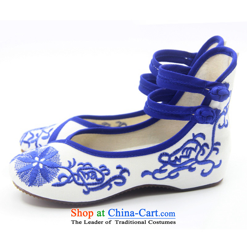Is small and the ethnic increased within the beef tendon bottom embroidered shoes ZCA131 blue 34, is small-mi (LOVELY BEAUTY , , , shopping on the Internet