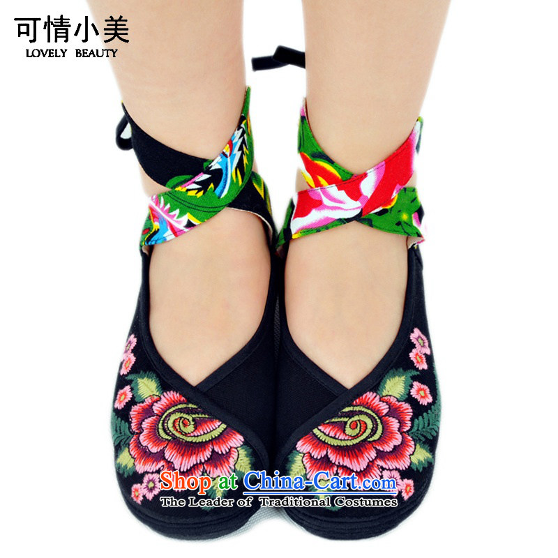 Is small and the old Beijing mesh upper with pure cotton ethnic embroidery womens single shoe ZCA0313 black 37