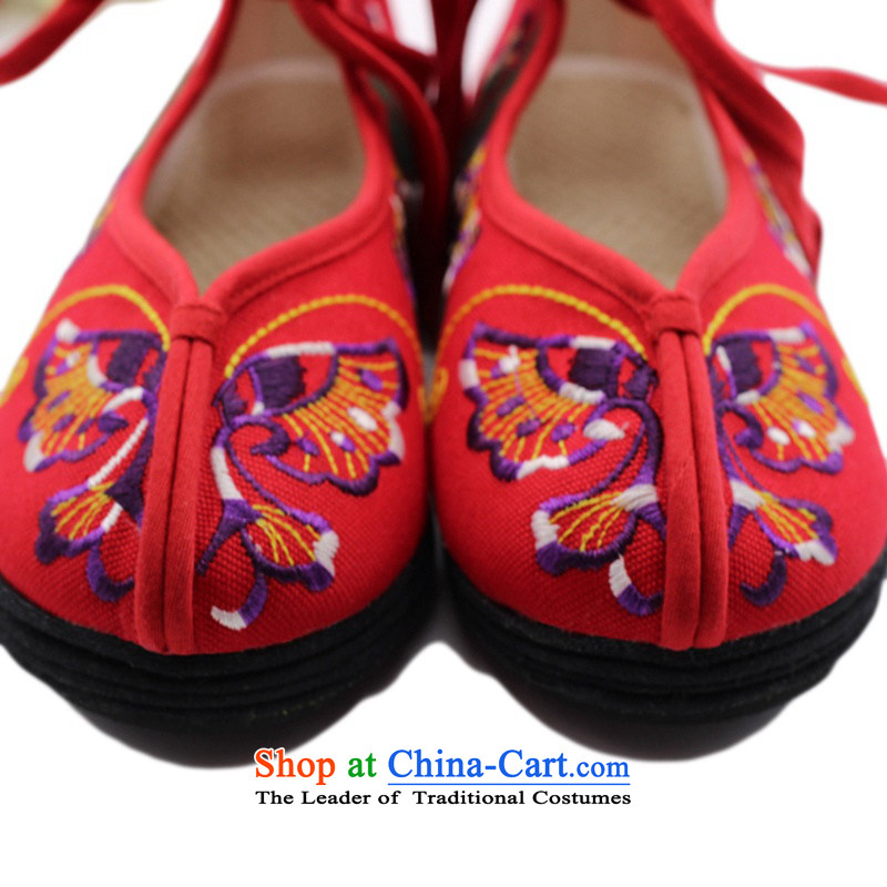 Is small and the old Beijing mesh upper retro ethnic embroidered shoes ZCA1002 womens single red 37, is small-mi (LOVELY BEAUTY , , , shopping on the Internet