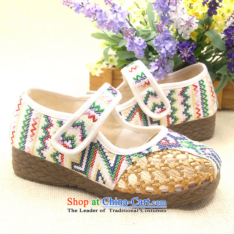 Is small and the old Beijing mesh upper embroidery engraving beef tendon bottom of ethnic sandals ZCA608 white , 40, is a small-mi (LOVELY BEAUTY , , , shopping on the Internet
