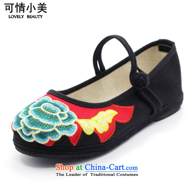 Is small and the old Beijing pure cotton breathable mesh upper word embroidered shoes?ZCA1317 deduction womens single?black?39