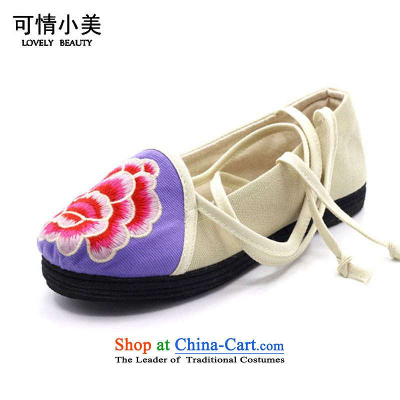 Is small and the Beijing National wind embroidery thousands mesh upper layer bottom womens single shoe?ZCA036?core white?34