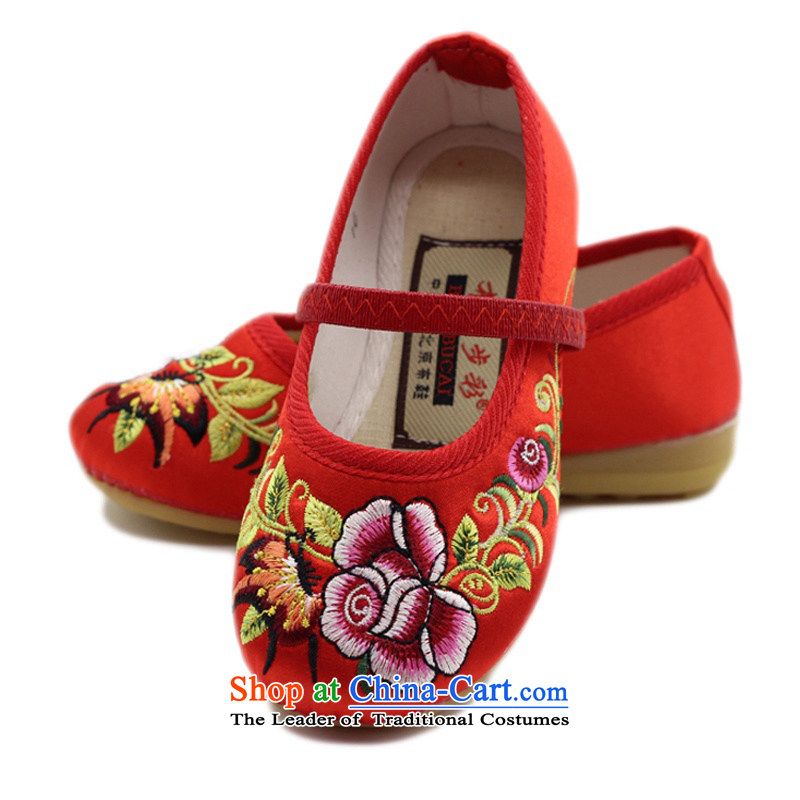 Is small and distinguish silk embroidered shoes of ethnic beef tendon backplane Children Dance Shoe ZCA017 cherry red 19, is small-mi (LOVELY BEAUTY , , , shopping on the Internet